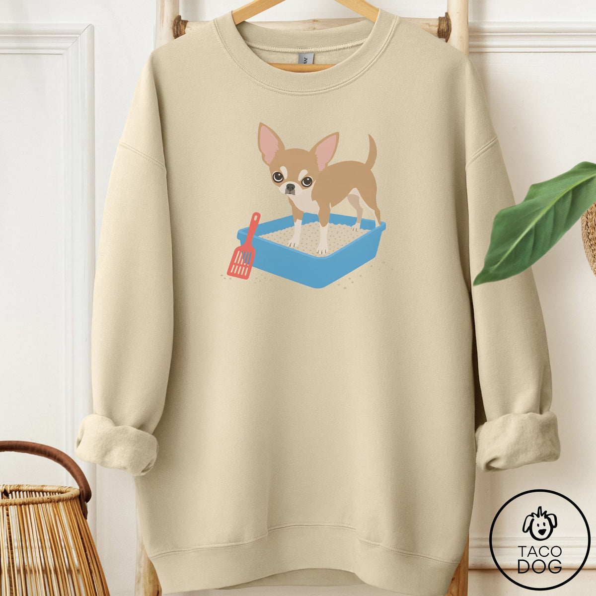 Chihuahua Litter Box Sweatshirt Sand Taco-Dog