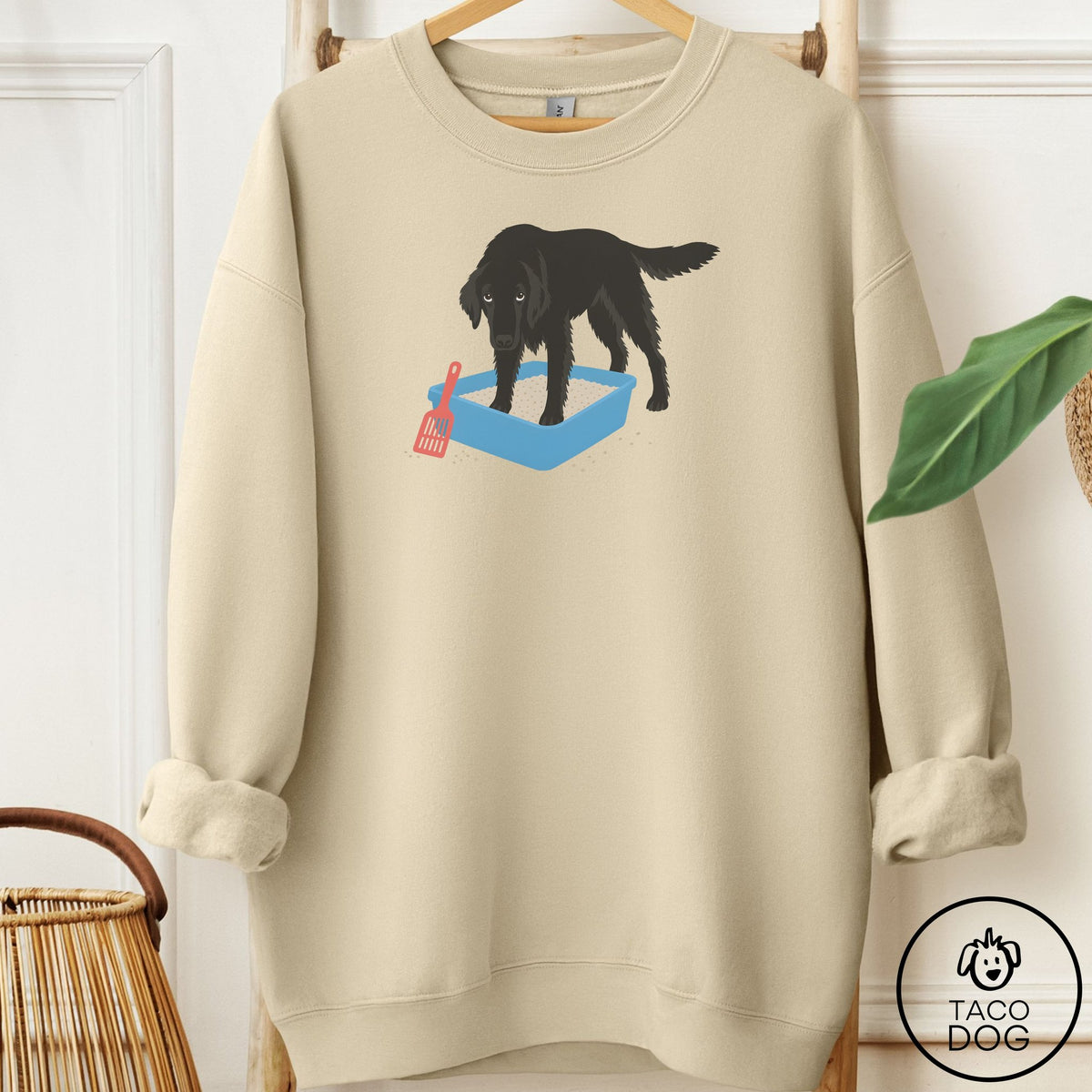 Flat-Coated Retriever Litter Box Sweatshirt Sand Taco-Dog