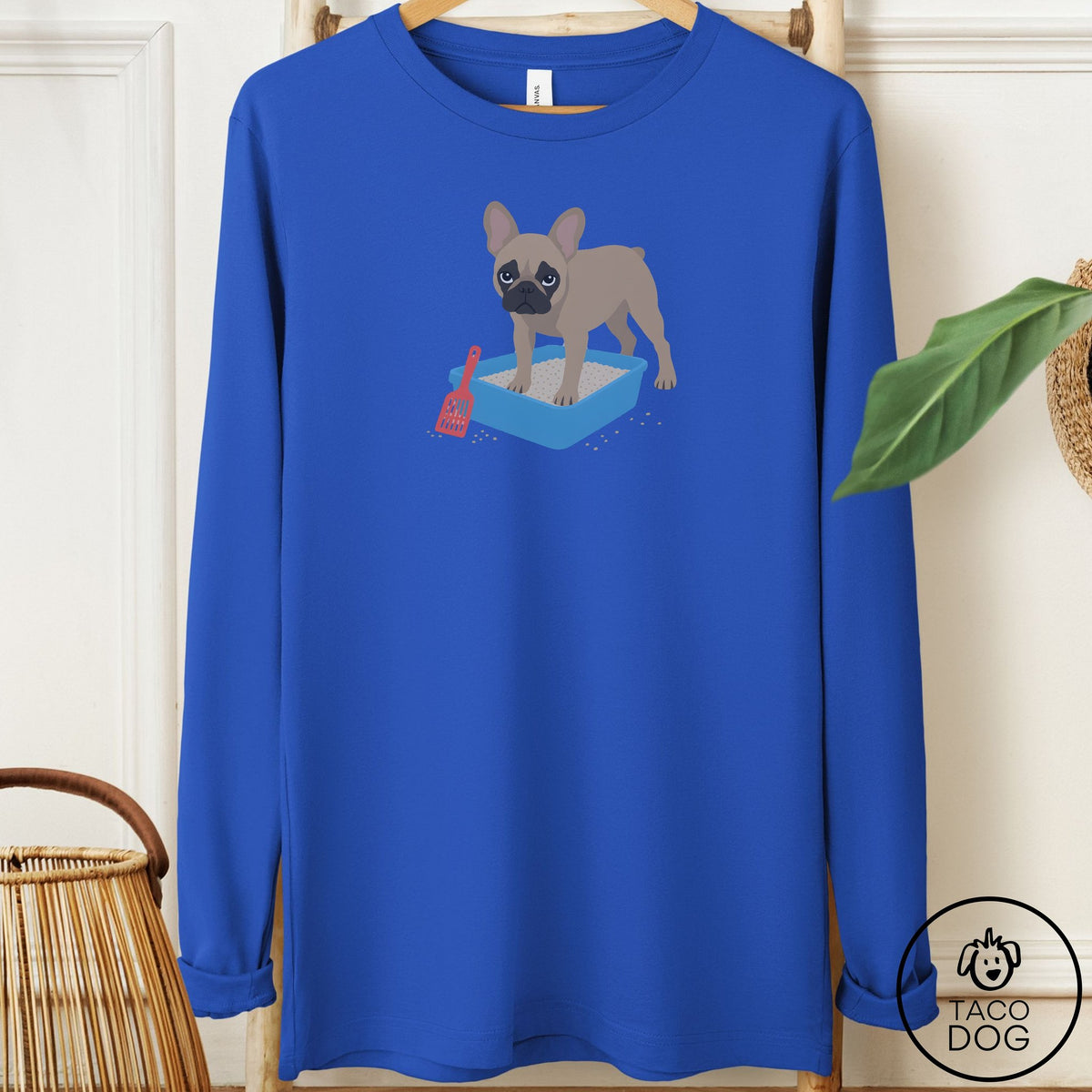 French Bulldog Frenchie Litter Box Long Sleeve Tee True Royal Taco-Dog