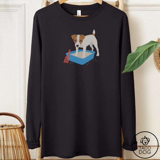 Jack Russell Litter Box Long Sleeve Tee Black Taco-Dog