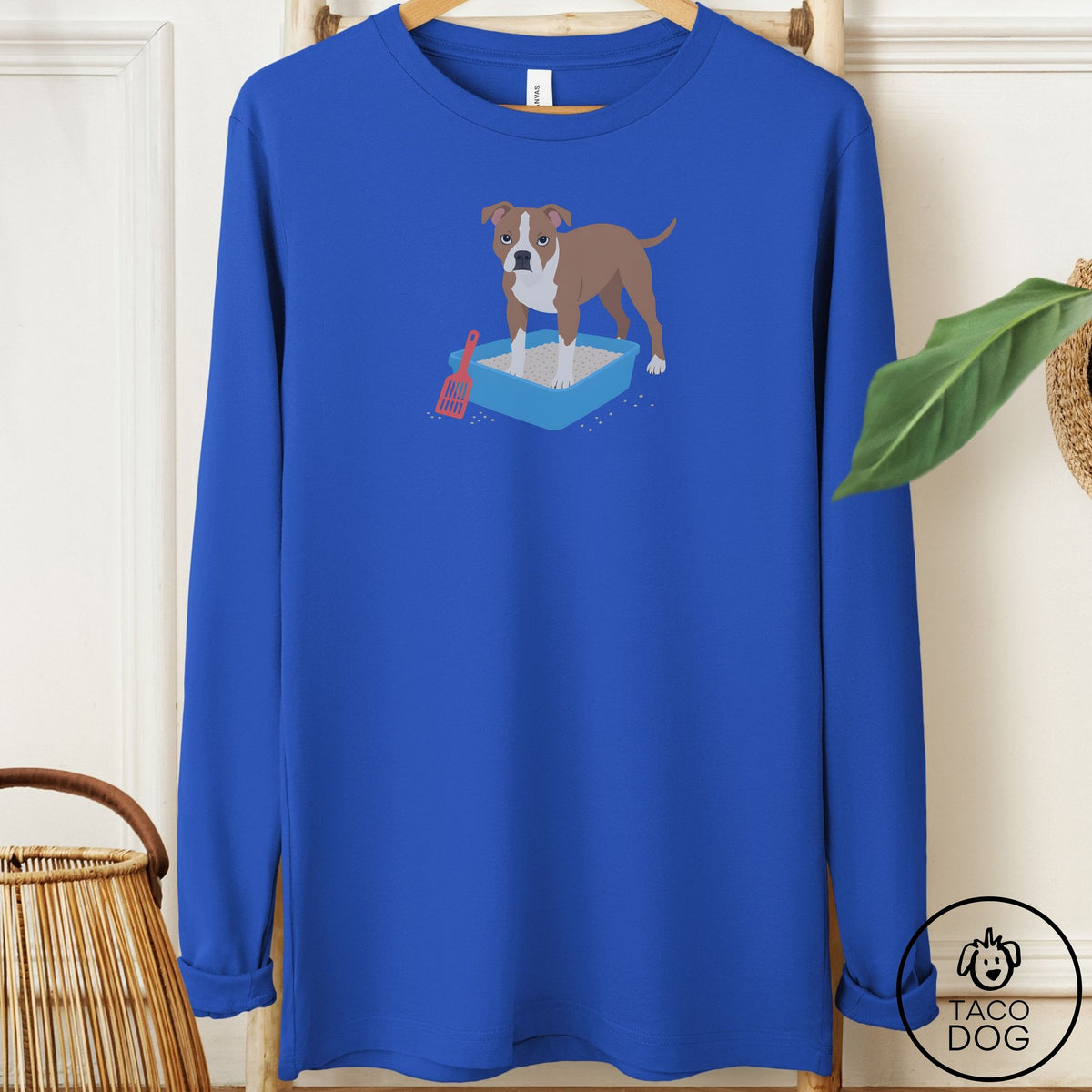 Pitbull Litter Box Long Sleeve Tee True Royal Taco-Dog