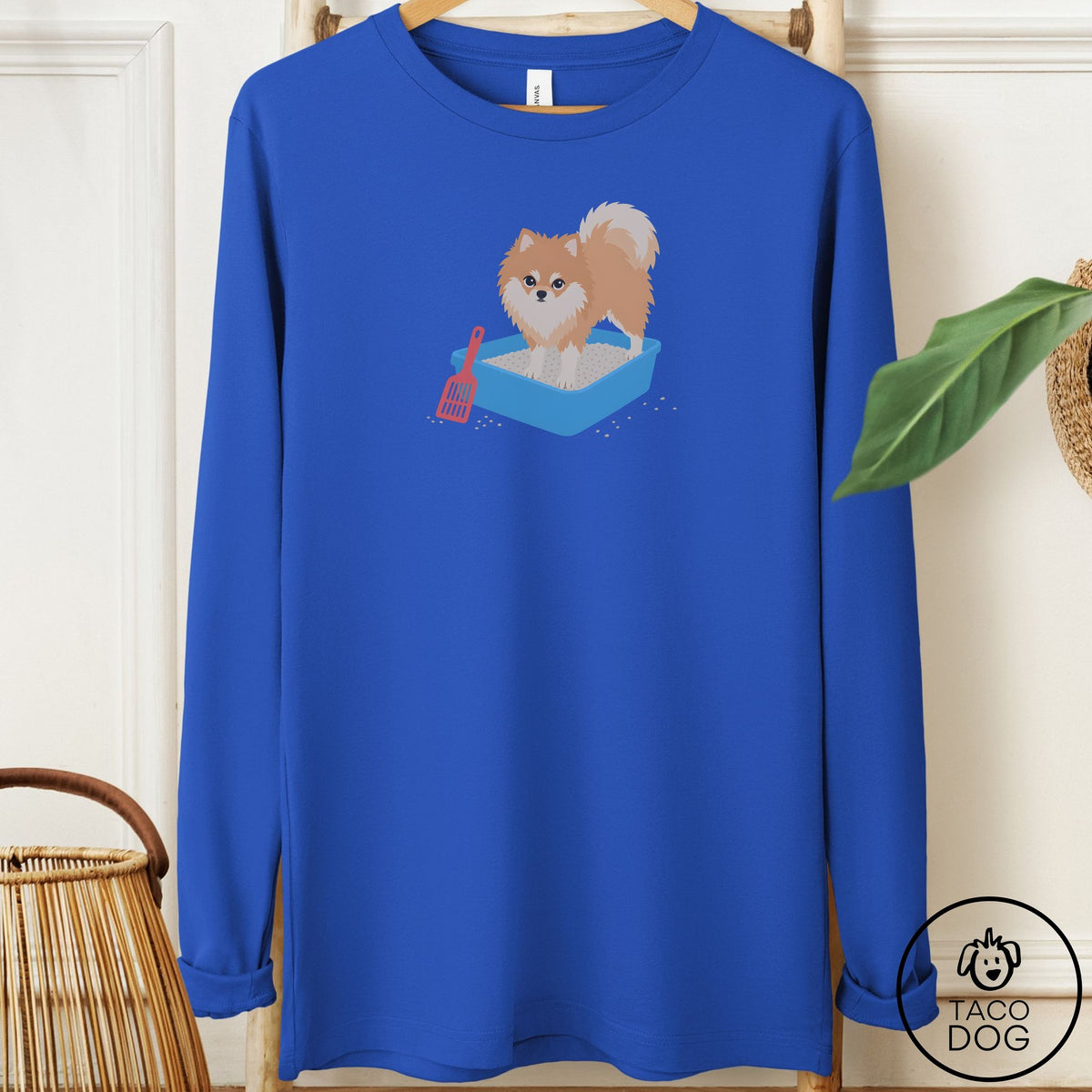 Pomeranian Litter Box Long Sleeve Tee True Royal Taco-Dog