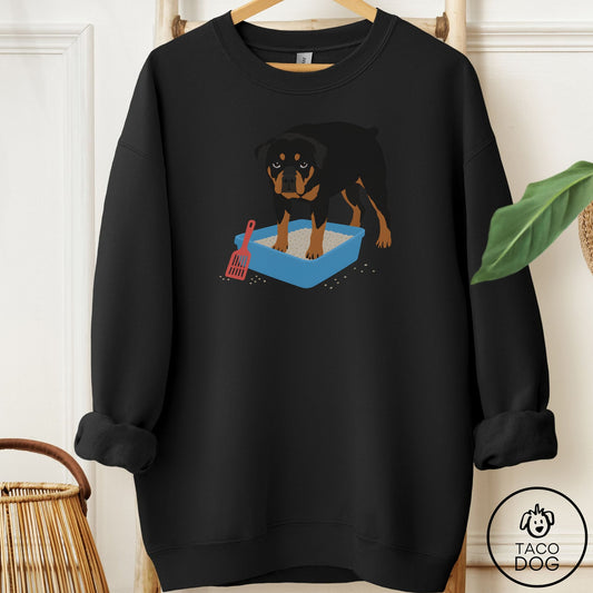 Rottweiler Litter Box Sweatshirt Black Taco-Dog