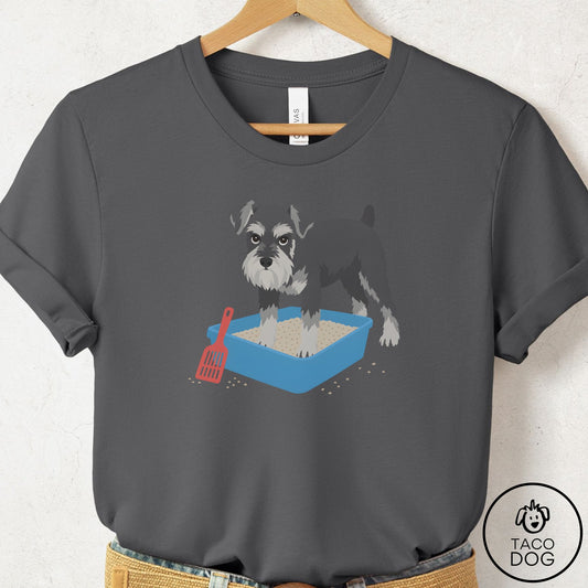 Schnauzer Litter Box T-Shirt Asphalt Taco-Dog