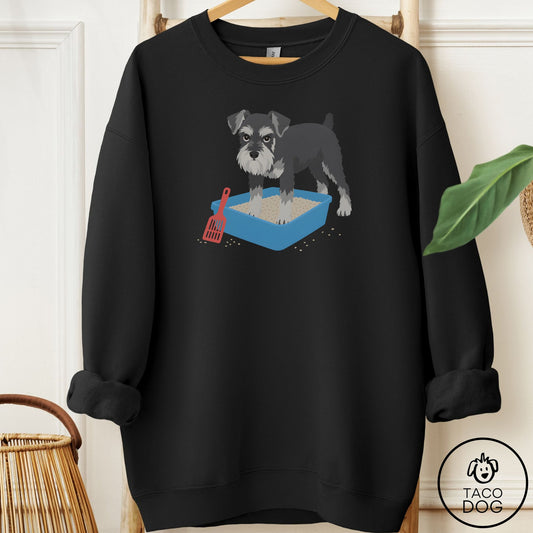 Schnauzer Litter Box Sweatshirt Black Taco-Dog