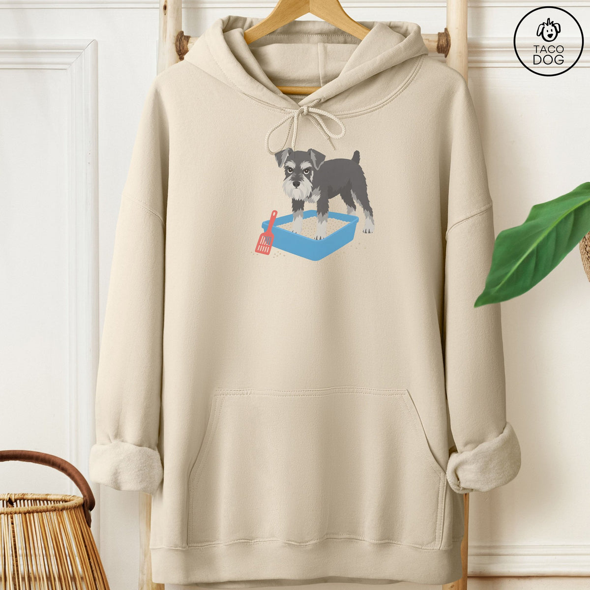 Schnauzer Litter Box Hoodie Sand Taco-Dog