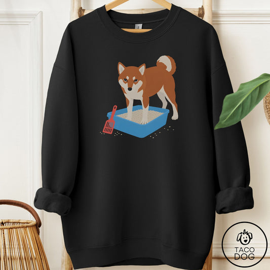 Shiba Inu Litter Box Sweatshirt Black Taco-Dog
