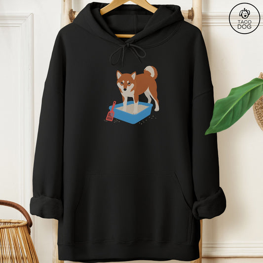 Shiba Inu Litter Box Hoodie Black Taco-Dog