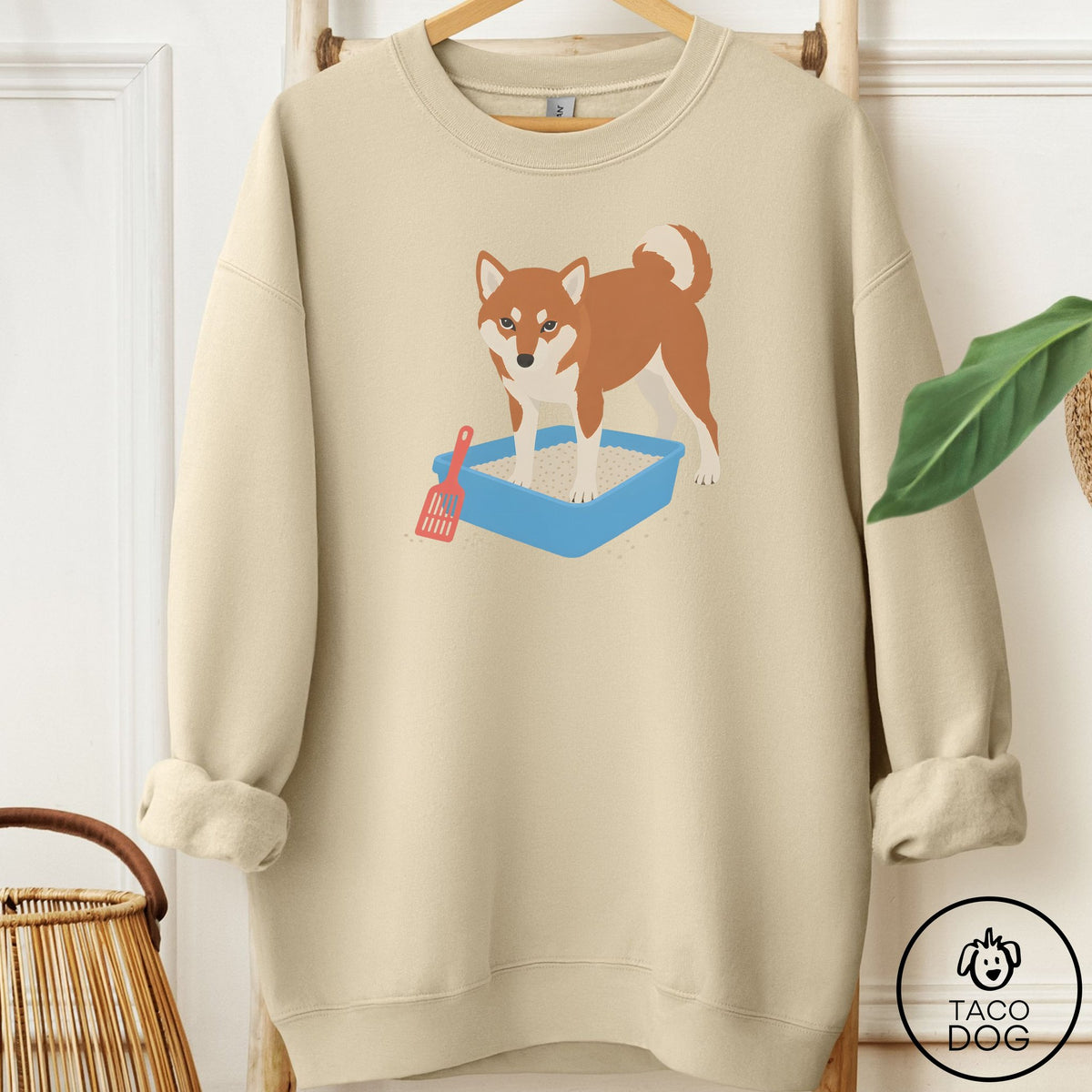 Shiba Inu Litter Box Sweatshirt Sand Taco-Dog