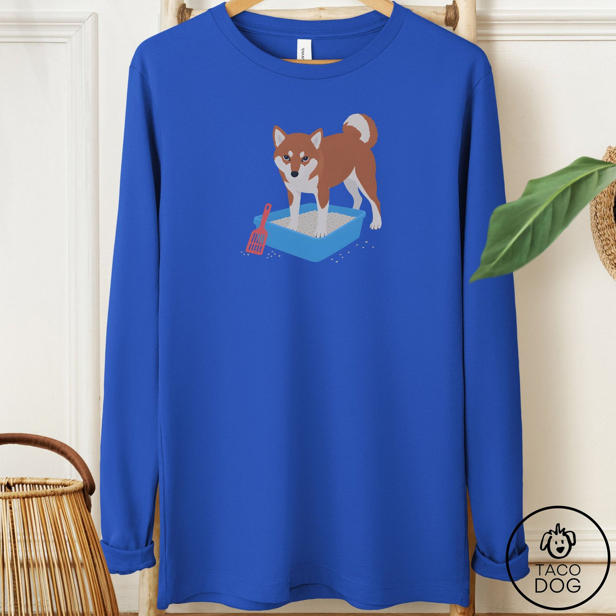 Shiba Inu Litter Box Long Sleeve Tee True Royal Taco-Dog