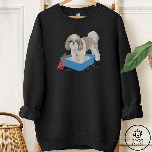 Shih Tzu Litter Box Sweatshirt Black Taco-Dog