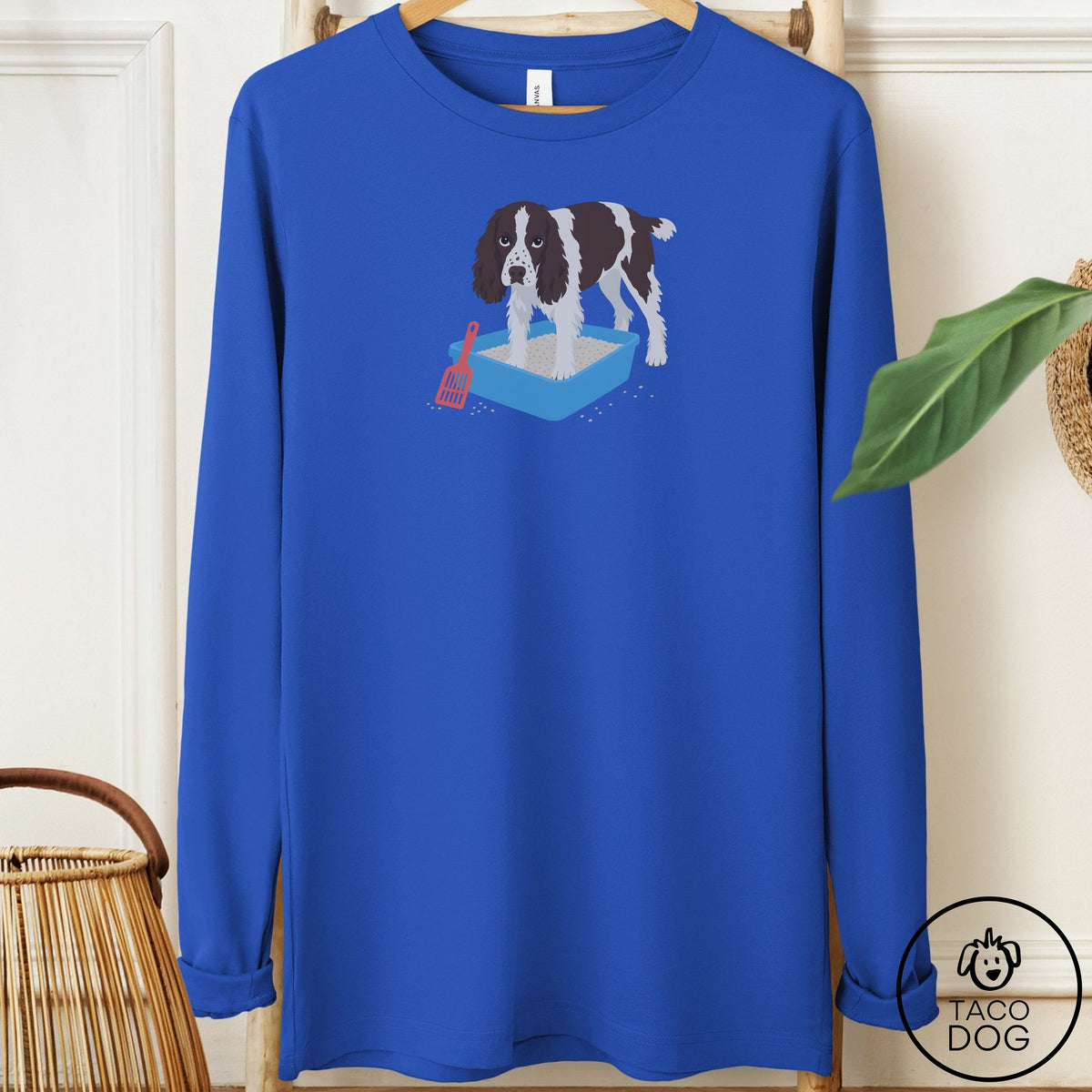 Springer Spaniel Litter Box Long Sleeve Tee True Royal Taco-Dog