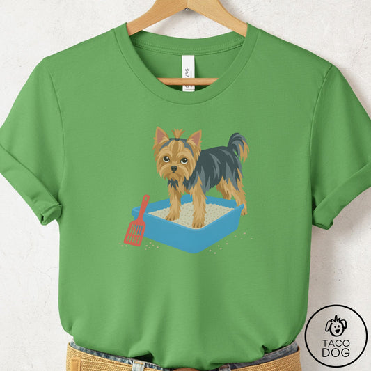 Yorkshire Terrier Yorkie Litter Box T-Shirt Leaf Taco-Dog