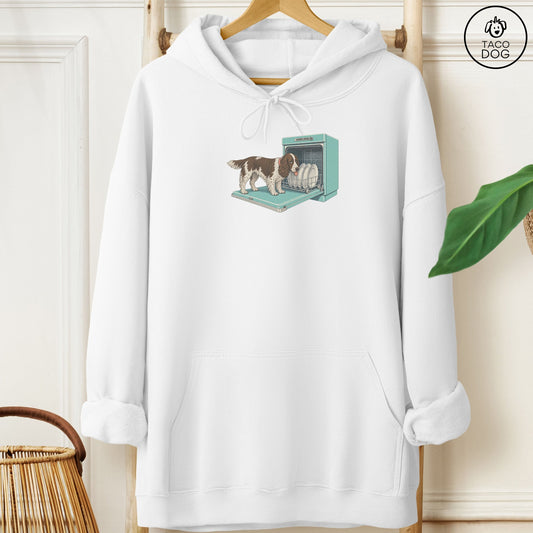 Springer Spaniel Lower Rack Hoodie White Taco-Dog