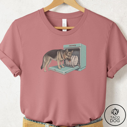 German Shepherd Lower Rack T-Shirt Mauve Taco-Dog