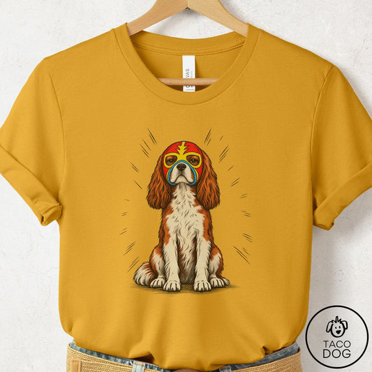 Cavalier King Charles Spaniel Luchador 2 T-Shirt Mustard Taco-Dog