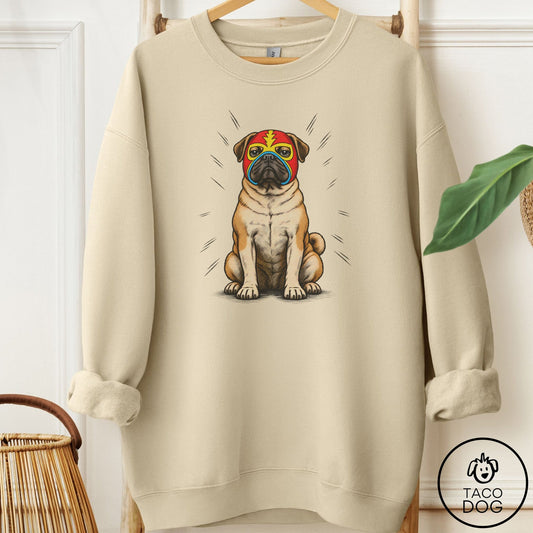 Pug Luchador 2 Sweatshirt Sand Taco-Dog