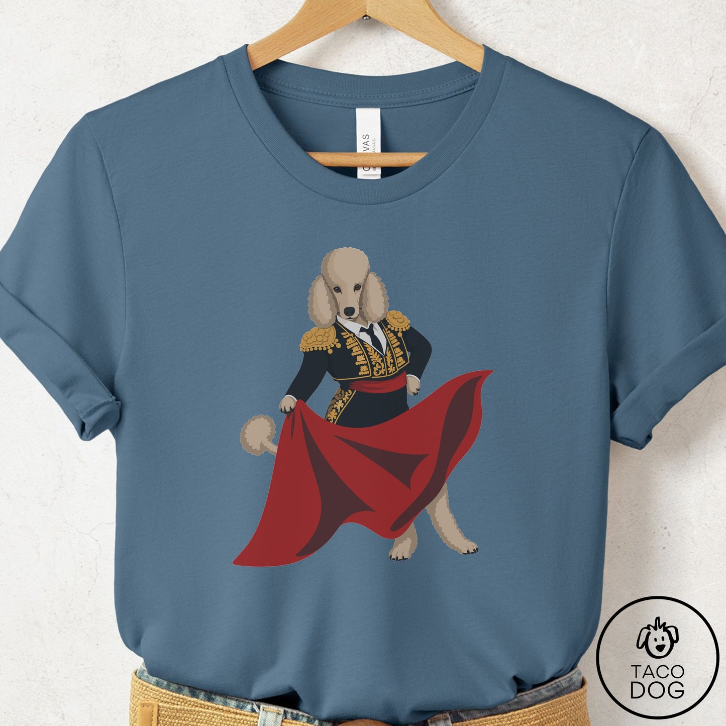 Poodle Matador T-Shirt Steel Blue Taco-Dog