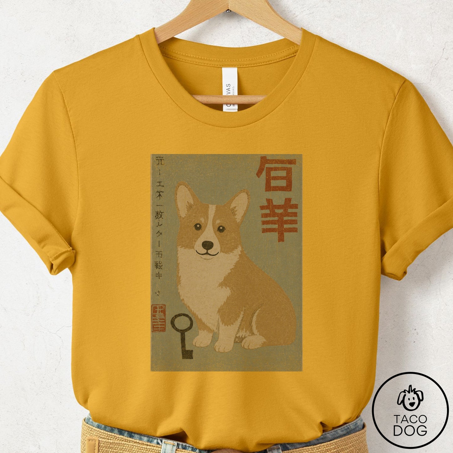 Corgi Matchbox T-Shirt Mustard Taco-Dog