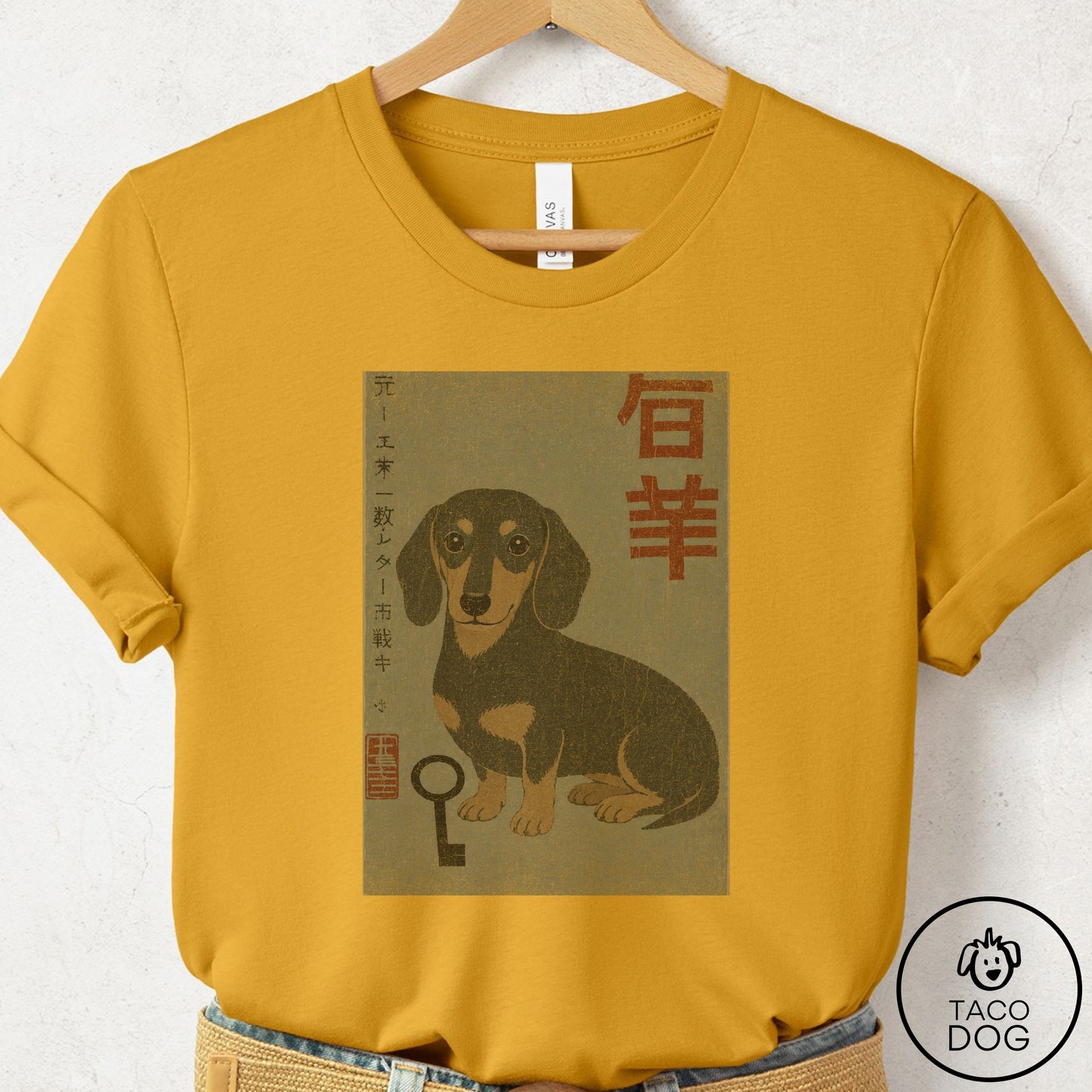 Dachshund Matchbox T-Shirt Mustard Taco-Dog