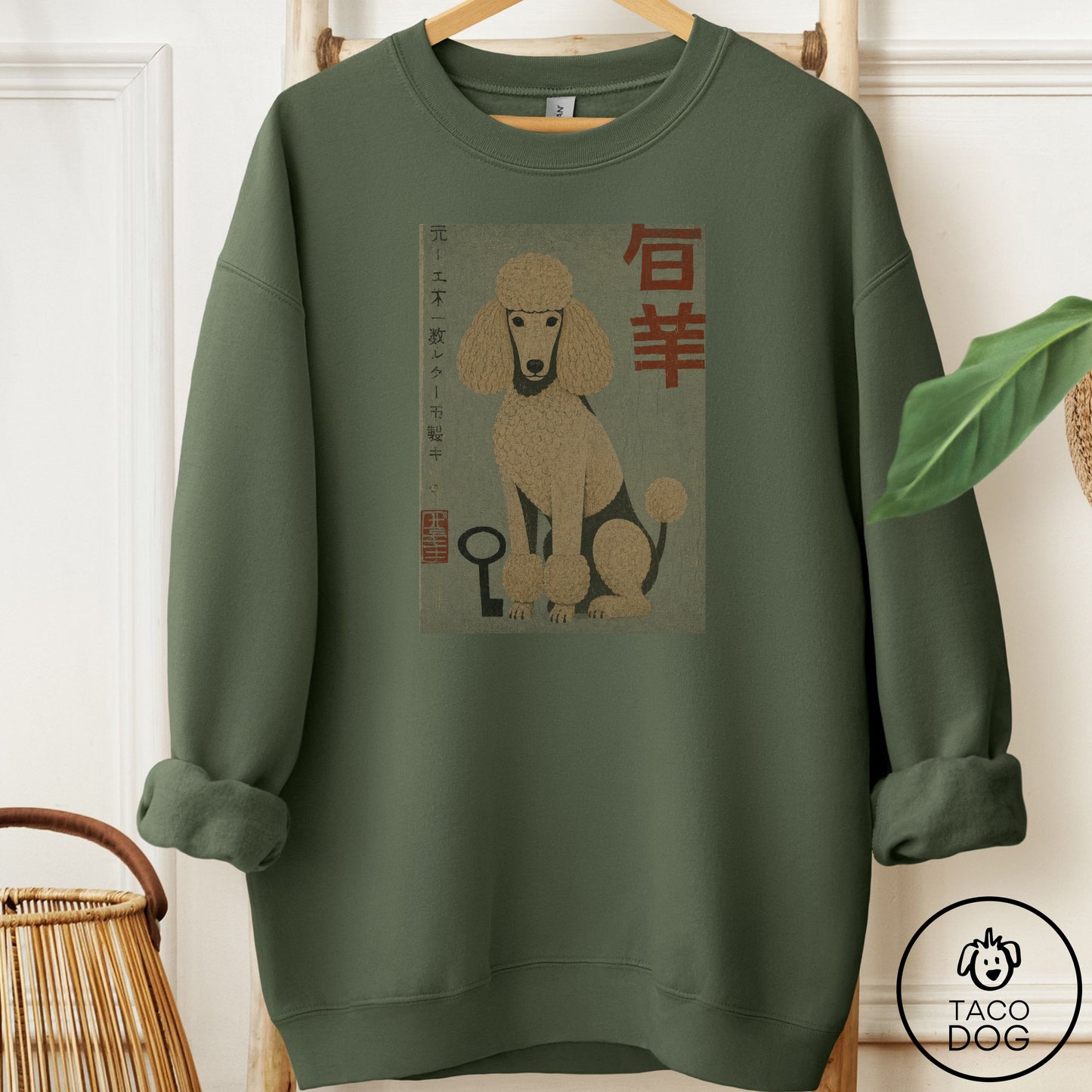 Poodle Matchbox Sweatshirt Military Green Taco-Dog