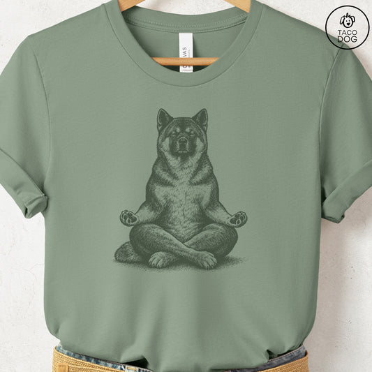 Akita Meditate T-Shirt Sage Taco-Dog