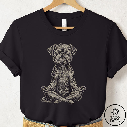 Brussels Griffon Meditate T-Shirt Black Taco-Dog
