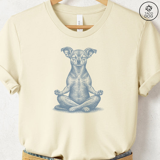 Chiweenie Meditate T-Shirt Natural Taco-Dog