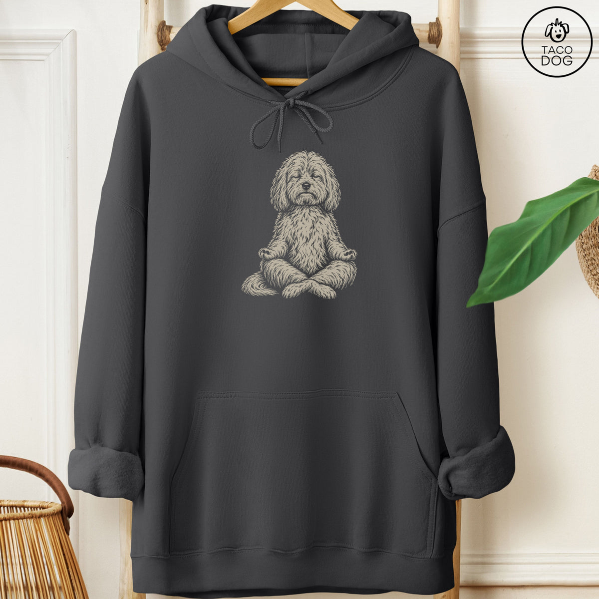 Coton De Tulear Meditate Hoodie Charcoal Taco-Dog
