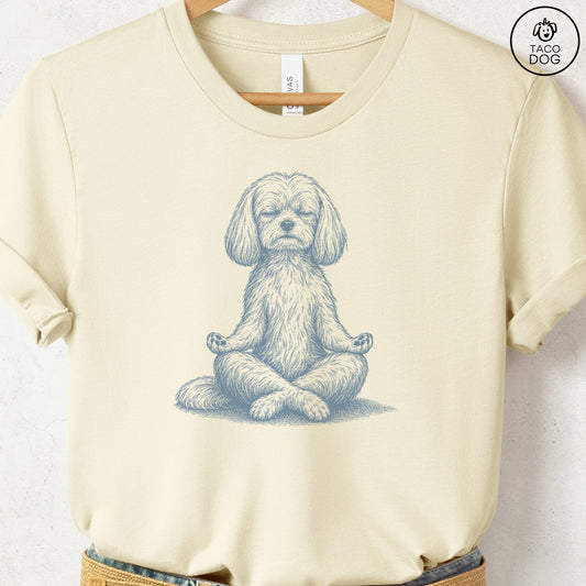 Maltese Meditate T-Shirt Natural Taco-Dog