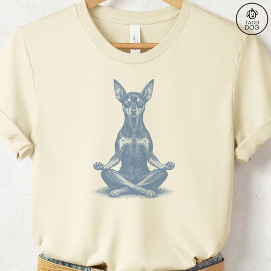 Miniature Pinscher Meditate T-Shirt Natural Taco-Dog