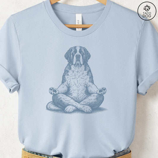 Saint Bernard Meditate T-Shirt Light Blue Taco-Dog