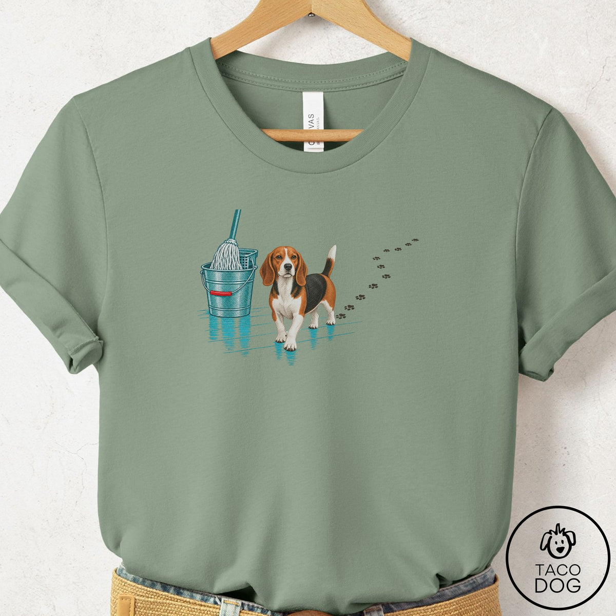 Beagle Mop T-Shirt Sage Taco-Dog