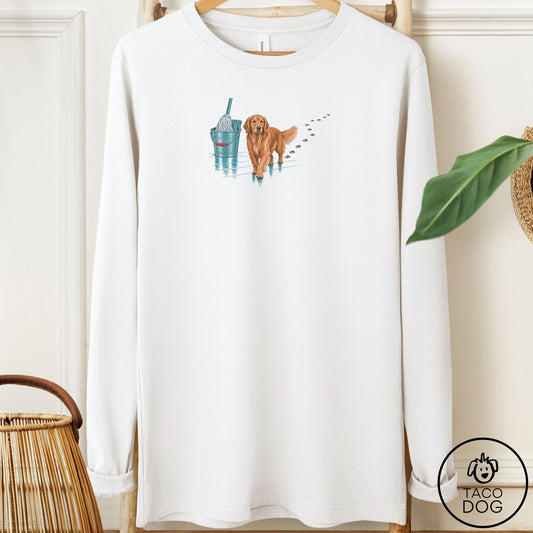 Golden Retriever Mop Long Sleeve Tee White Taco-Dog