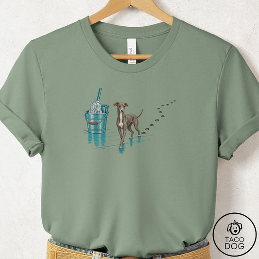 Italian Greyhound Whippet Mop T-Shirt Sage Taco-Dog