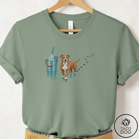 Pitbull Mop T-Shirt Sage Taco-Dog