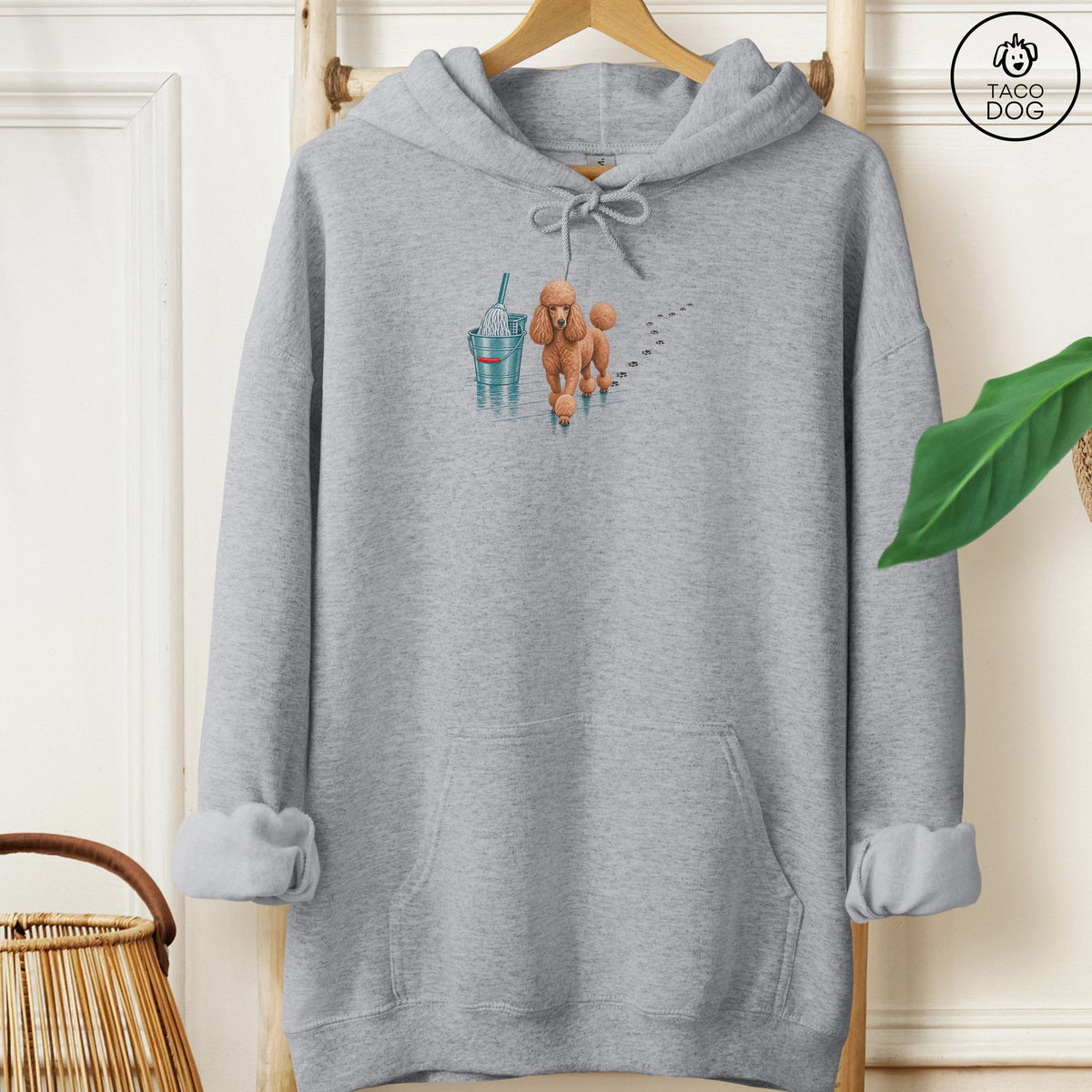 Poodle Mop Hoodie Graphite Heather Taco-Dog