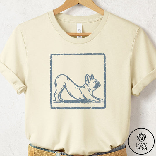 French Bulldog Frenchie Morning Stretch T-Shirt Natural Taco-Dog