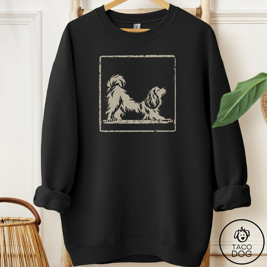 Havanese Morning Stretch Sweatshirt Black Taco-Dog