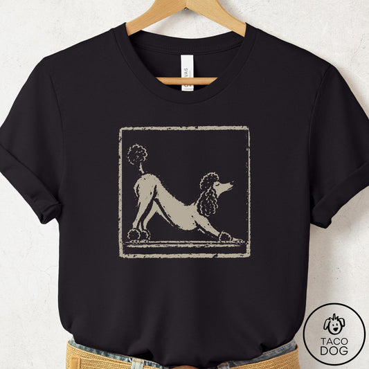 Poodle Morning Stretch T-Shirt Black Taco-Dog