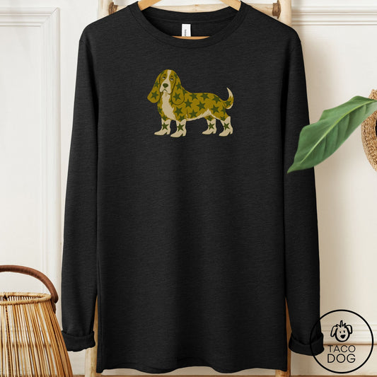 Basset Hound My Stars Long Sleeve Tee Black Heather Taco-Dog