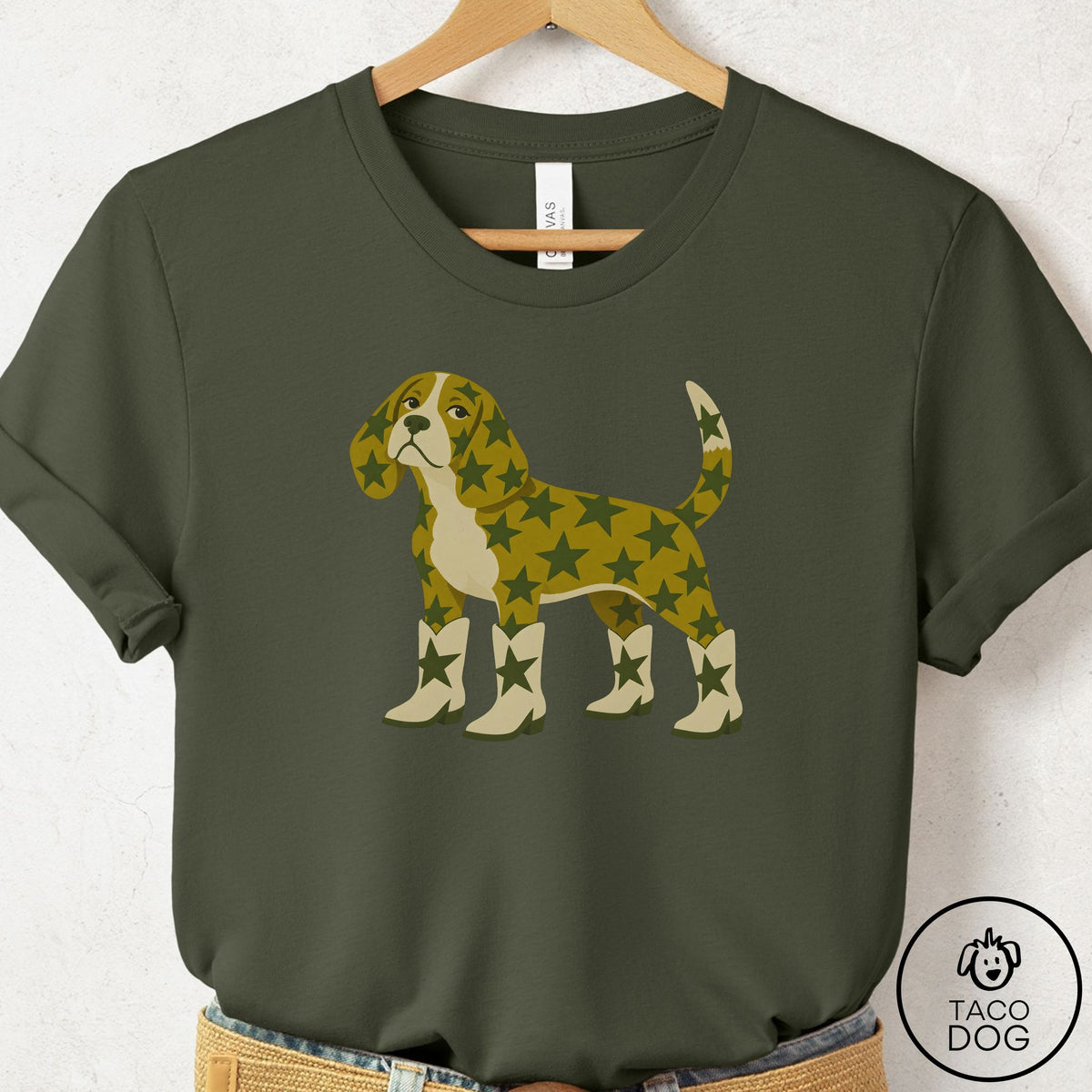 Beagle My Stars T-Shirt Military Green Taco-Dog
