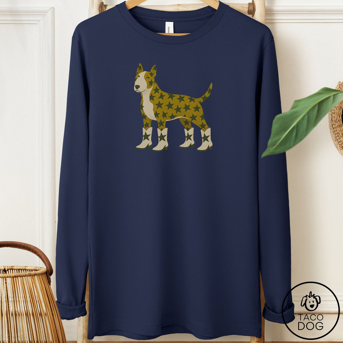 Bull Terrier My Stars Long Sleeve Tee Navy Taco-Dog