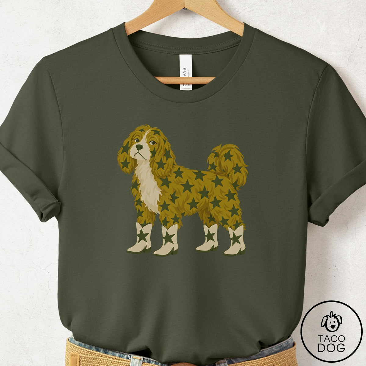 Havanese My Stars T-Shirt Military Green Taco-Dog