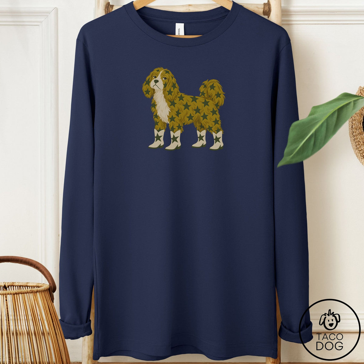 Havanese My Stars Long Sleeve Tee Navy Taco-Dog