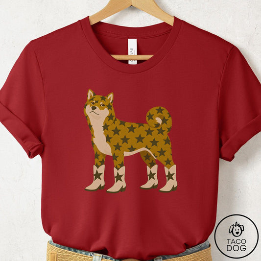 Shiba Inu My Stars T-Shirt Canvas Red Taco-Dog
