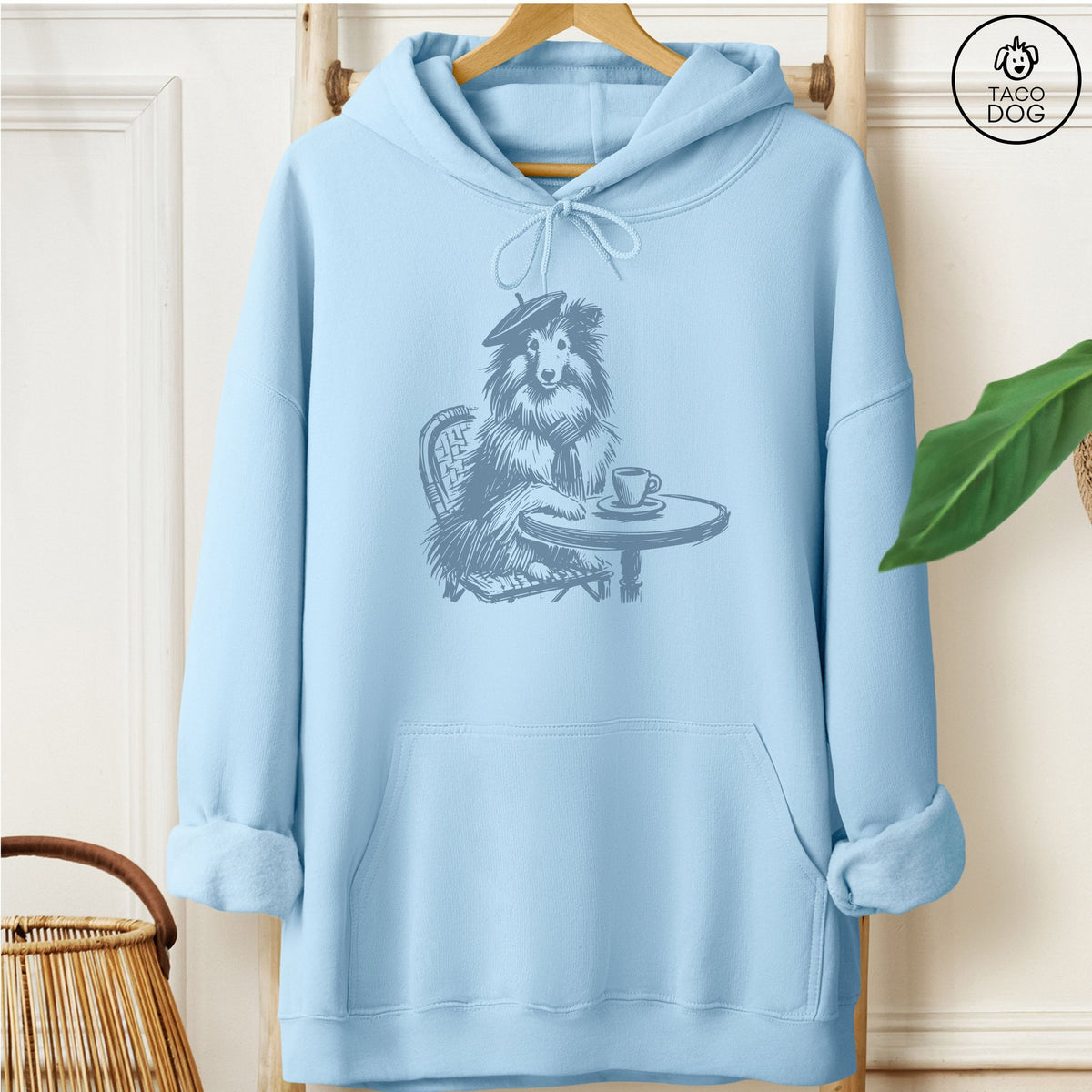 Shetland Sheepdog Paris Hoodie Light Blue Taco-Dog