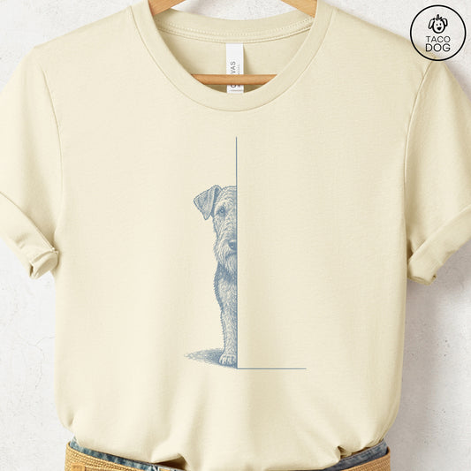 Airedale Peeking T-Shirt Natural Taco-Dog