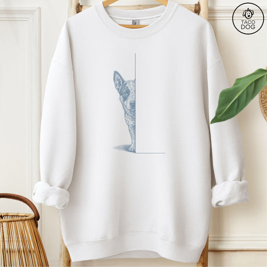 Australian Cattle Dog Peeking Sweatshirt White Taco-Dog