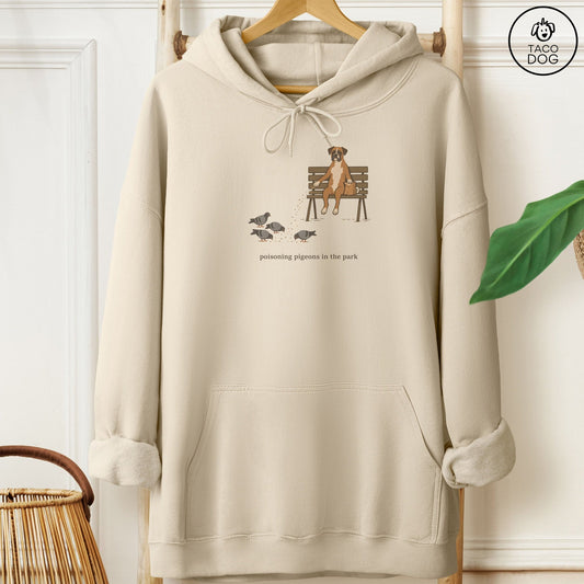 Boxer Pigeons in the Park Hoodie Sand Taco-Dog